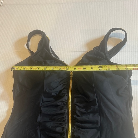 Miraclesuit Black classic Swimsuit with Gold Zipper padded bra support stretchy - Picture 2 of 9